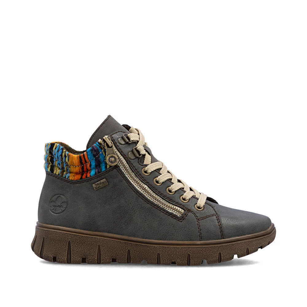 Rieker N1305 Lace Up Boots in Gray - Image 4