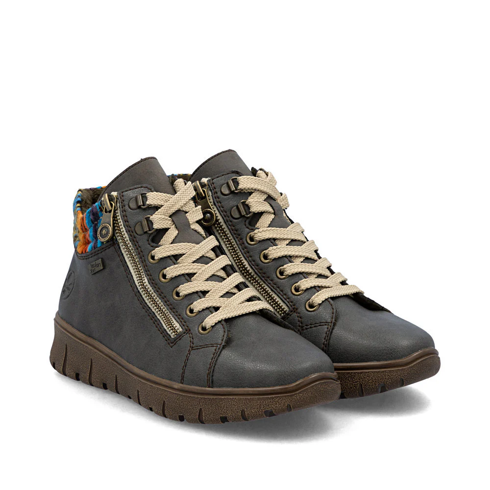 Rieker N1305 Lace Up Boots in Gray - Image 5