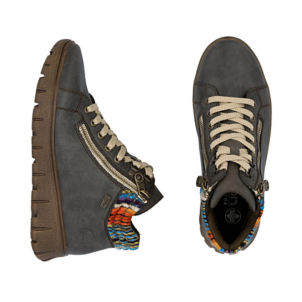 Rieker N1305 Lace Up Boots in Gray - Image 6
