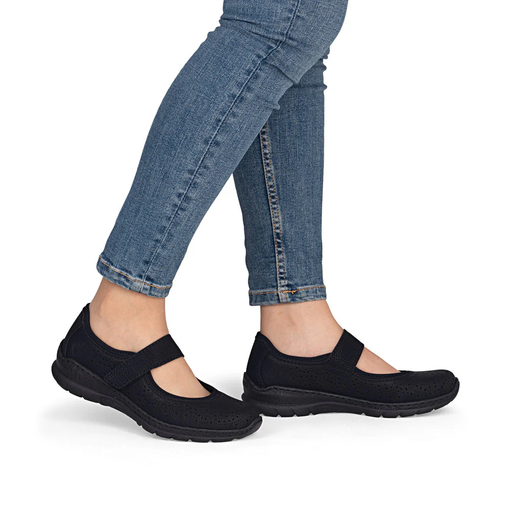Rieker N4299 Mary Jane Casual Shoe in Black - Image 8
