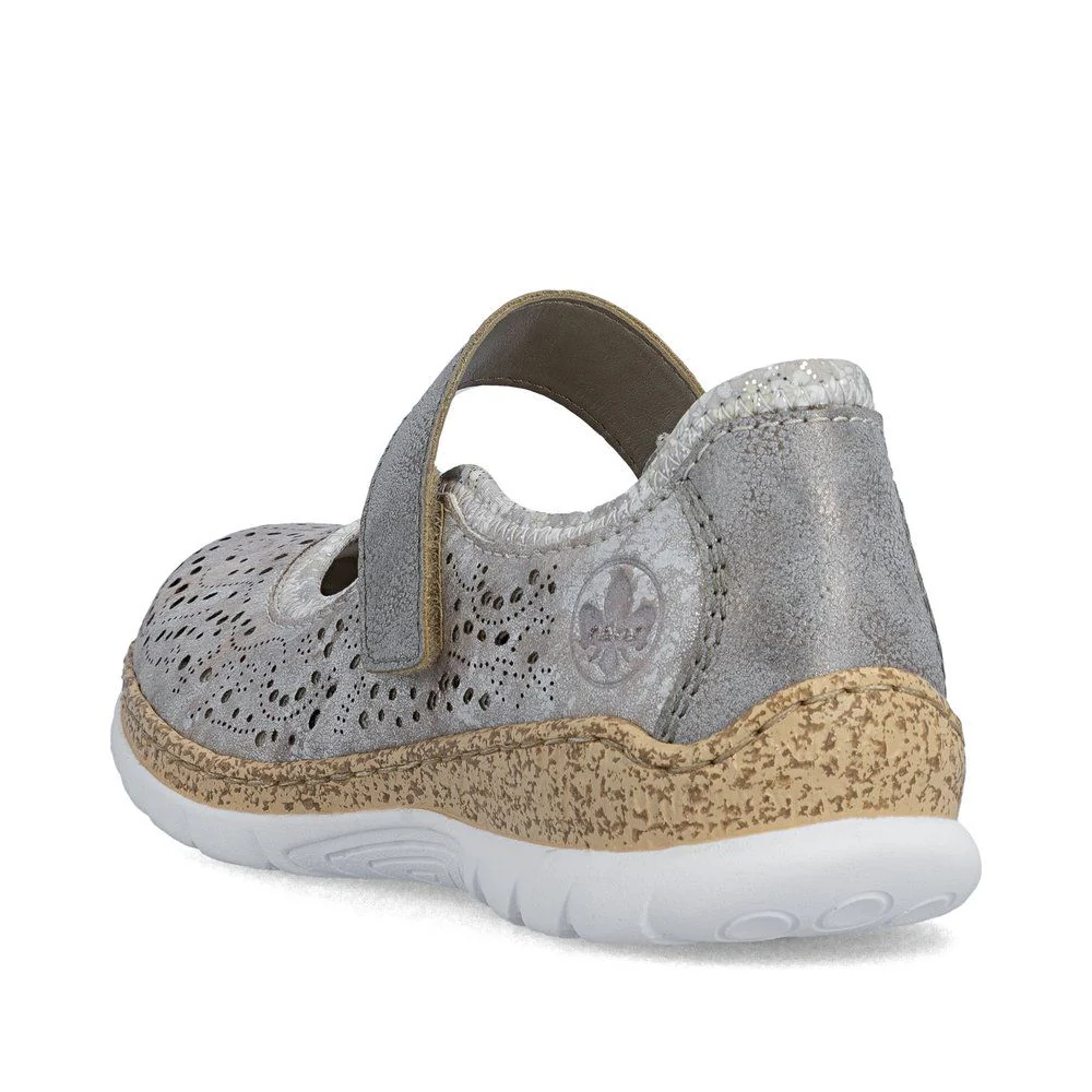 Rieker N4299 Mary Jane Casual Shoe in Metallic - Image 3