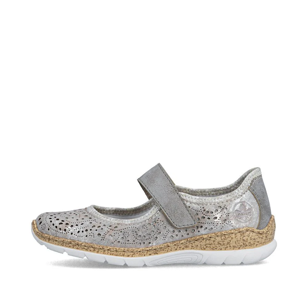 Rieker N4299 Mary Jane Casual Shoe in Metallic - Image 5