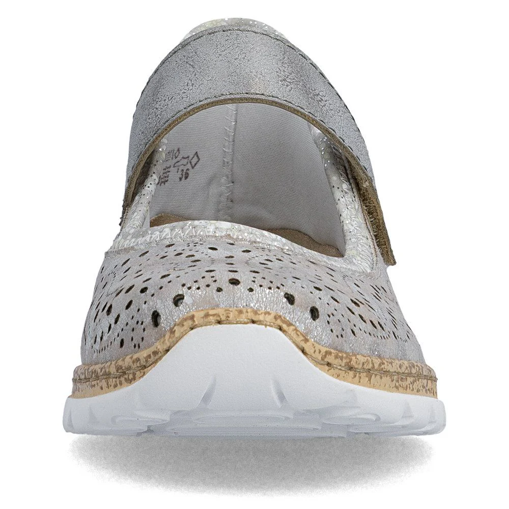 Rieker N4299 Mary Jane Casual Shoe in Metallic - Image 6