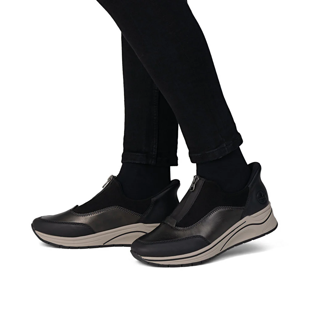 Rieker N9553 Ready to Go Sneakers in Black - Image 8