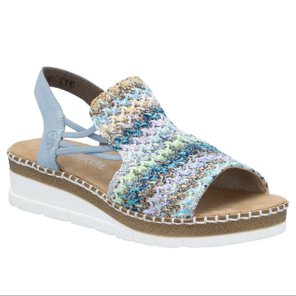 Rieker V1241 Women's Sandals in Multi Blue