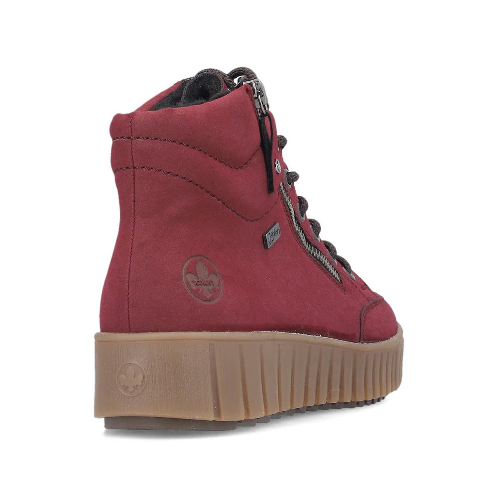 Rieker Y6104 Lace Up Boots in Red - Image 3