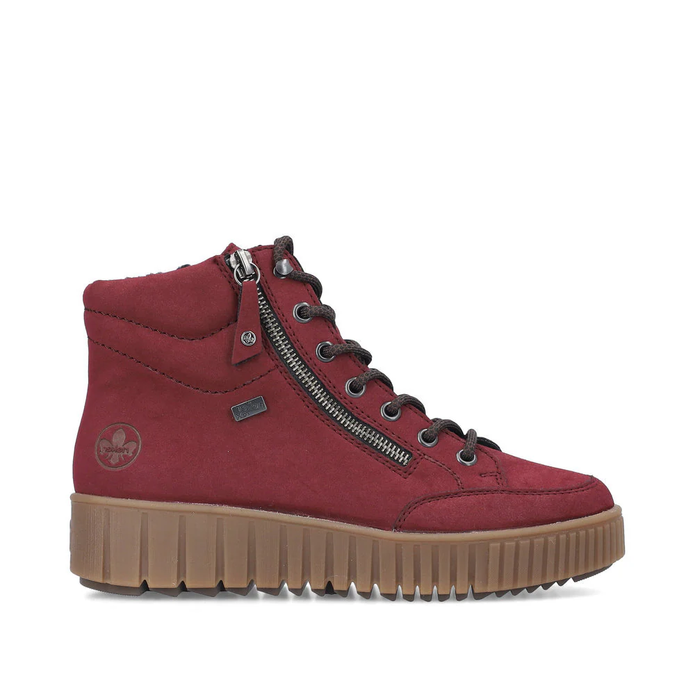 Rieker Y6104 Lace Up Boots in Red - Image 4
