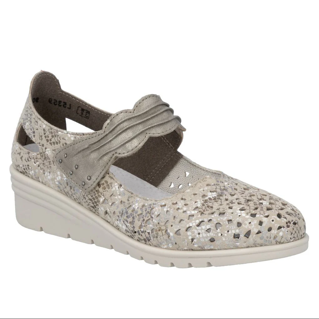 Rieker L5359 Women's Shoes in Silver