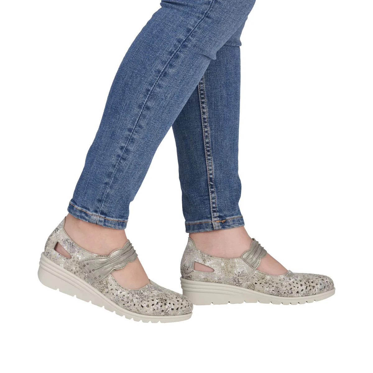 Rieker L5359 Women's Shoes in Silver - Image 9