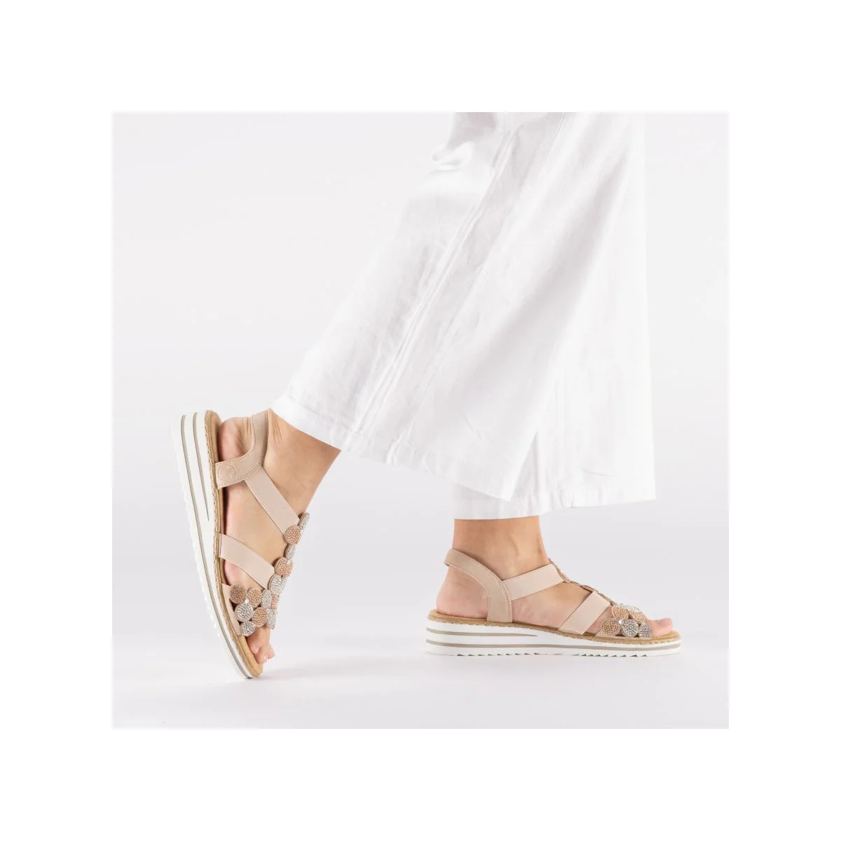 Rieker V0613 Women's Sandals in Pink - Image 11