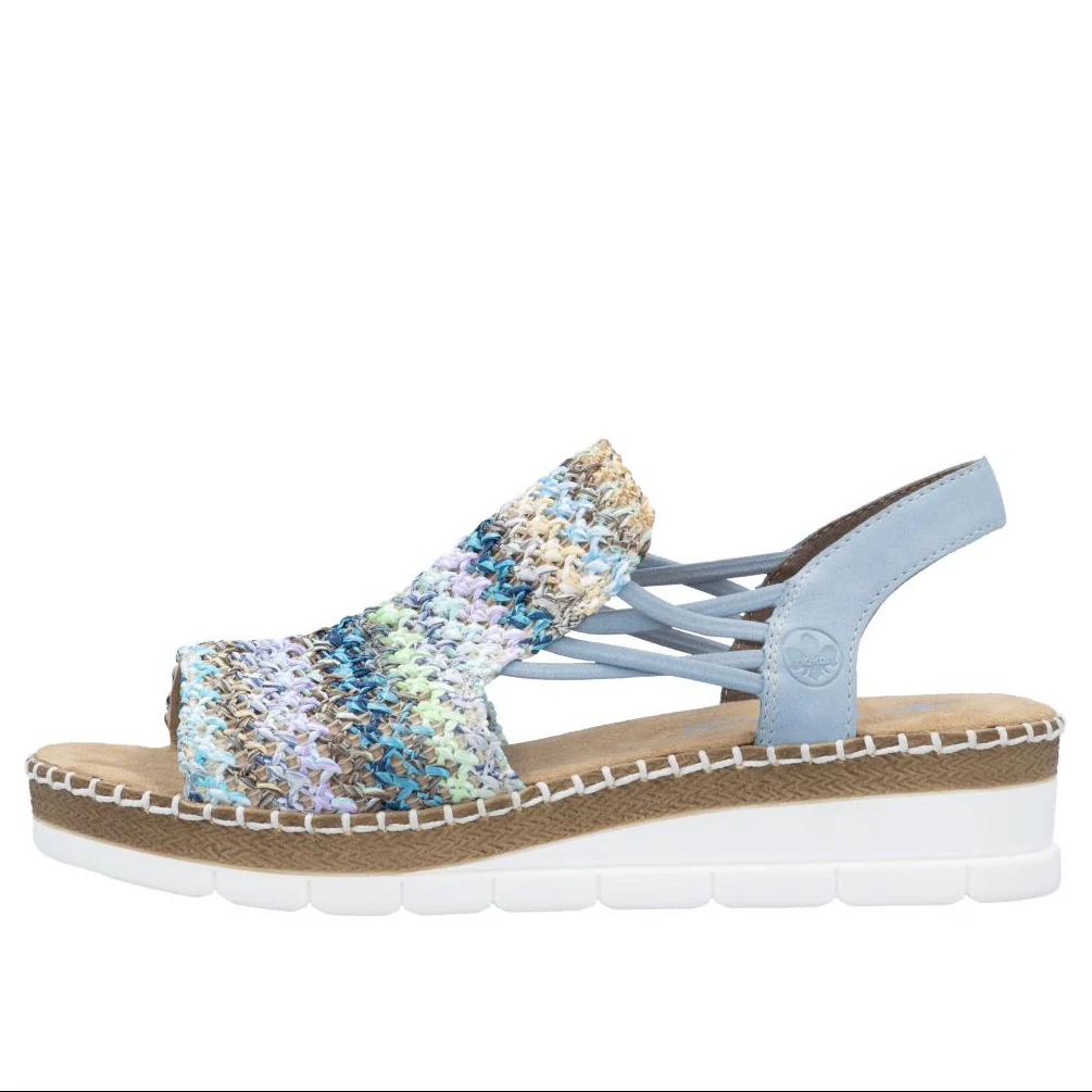 Rieker V1241 Women's Sandals in Multi Blue - Image 2