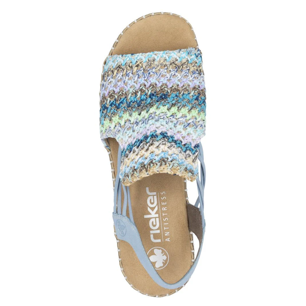 Rieker V1241 Women's Sandals in Multi Blue - Image 5
