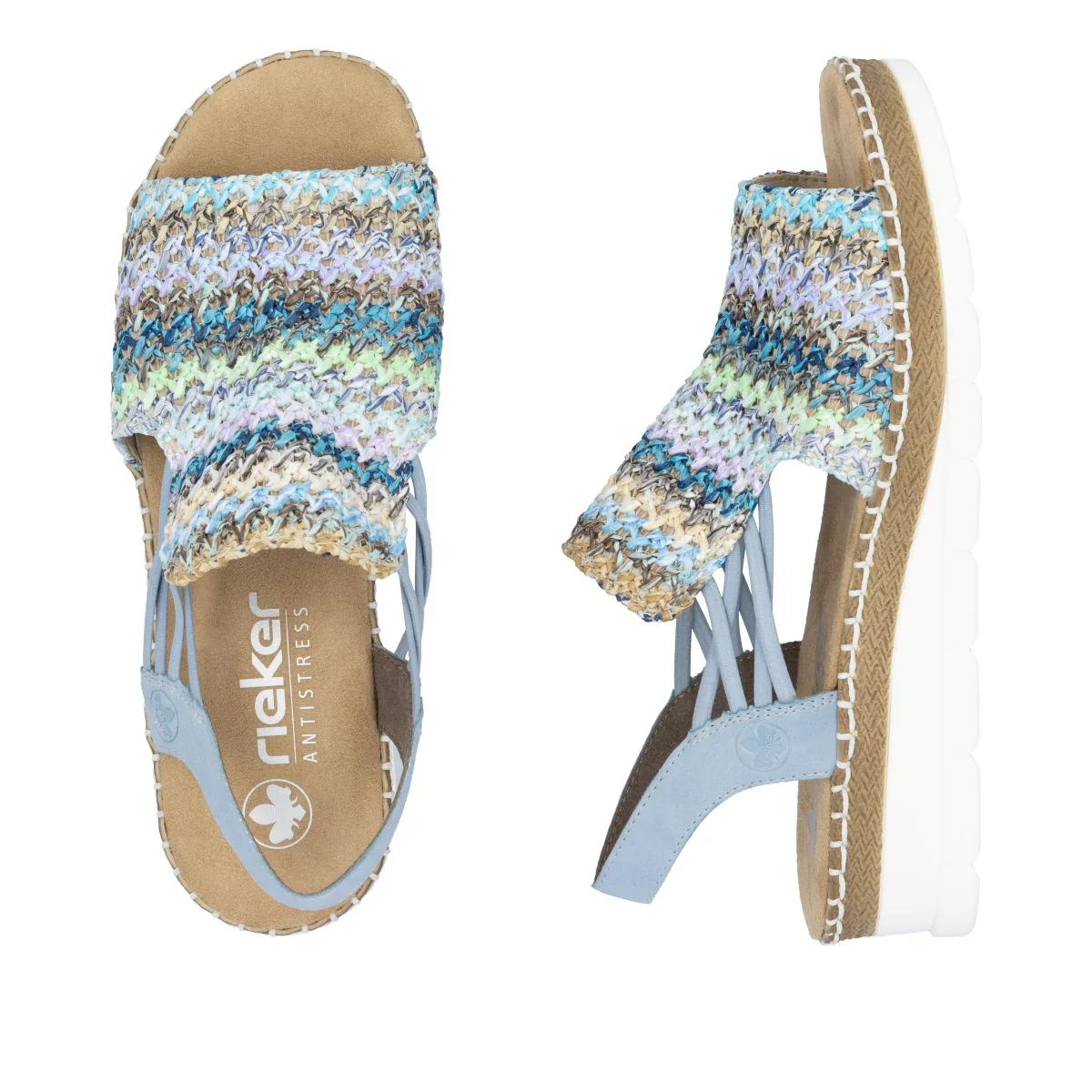 Rieker V1241 Women's Sandals in Multi Blue - Image 7