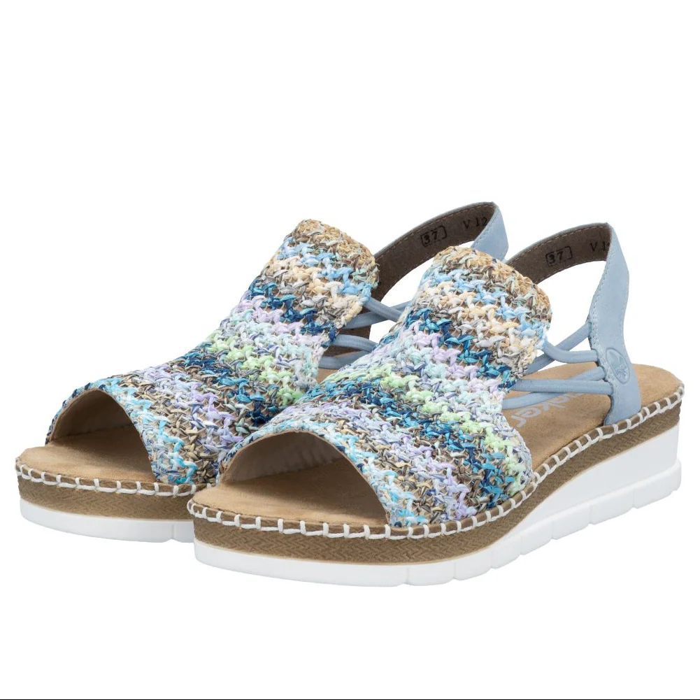Rieker V1241 Women's Sandals in Multi Blue - Image 8