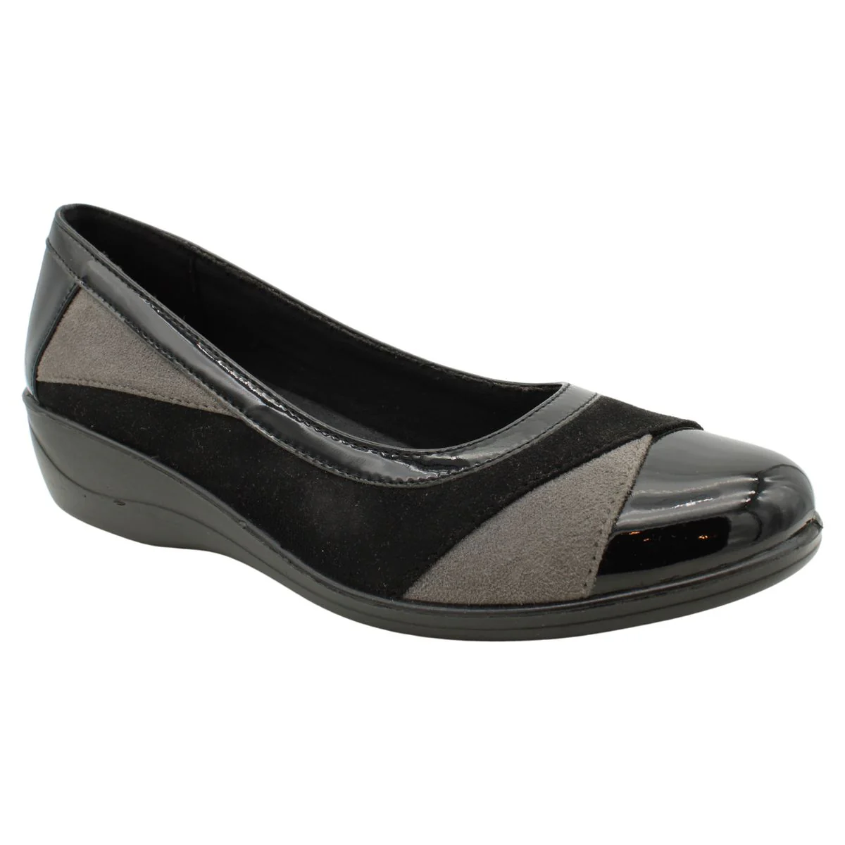 S5066 Wedge Pump Slip On in Black Grey
