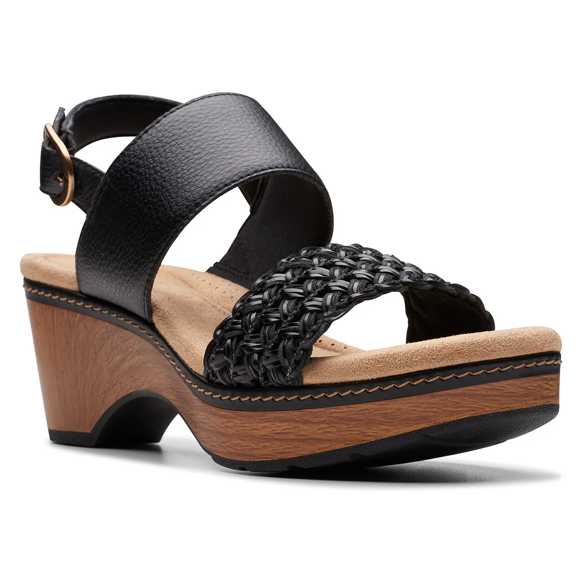 Clarks Seannah Step Women's Wedge Sandal in Black