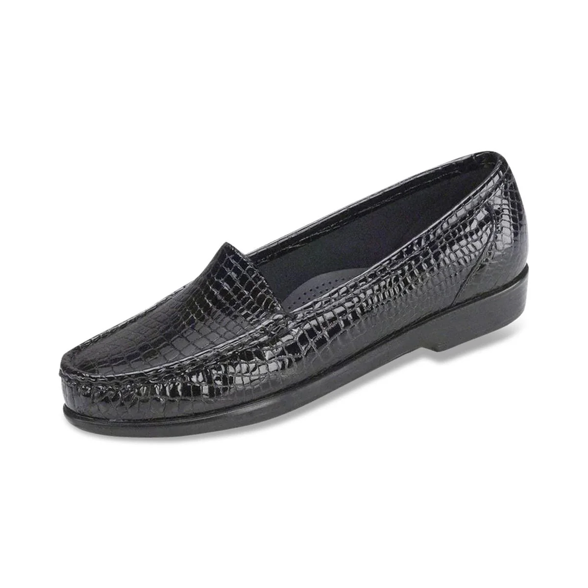SAS Simplify Women's Slip On Loafer In Black Crocodile - Image 2