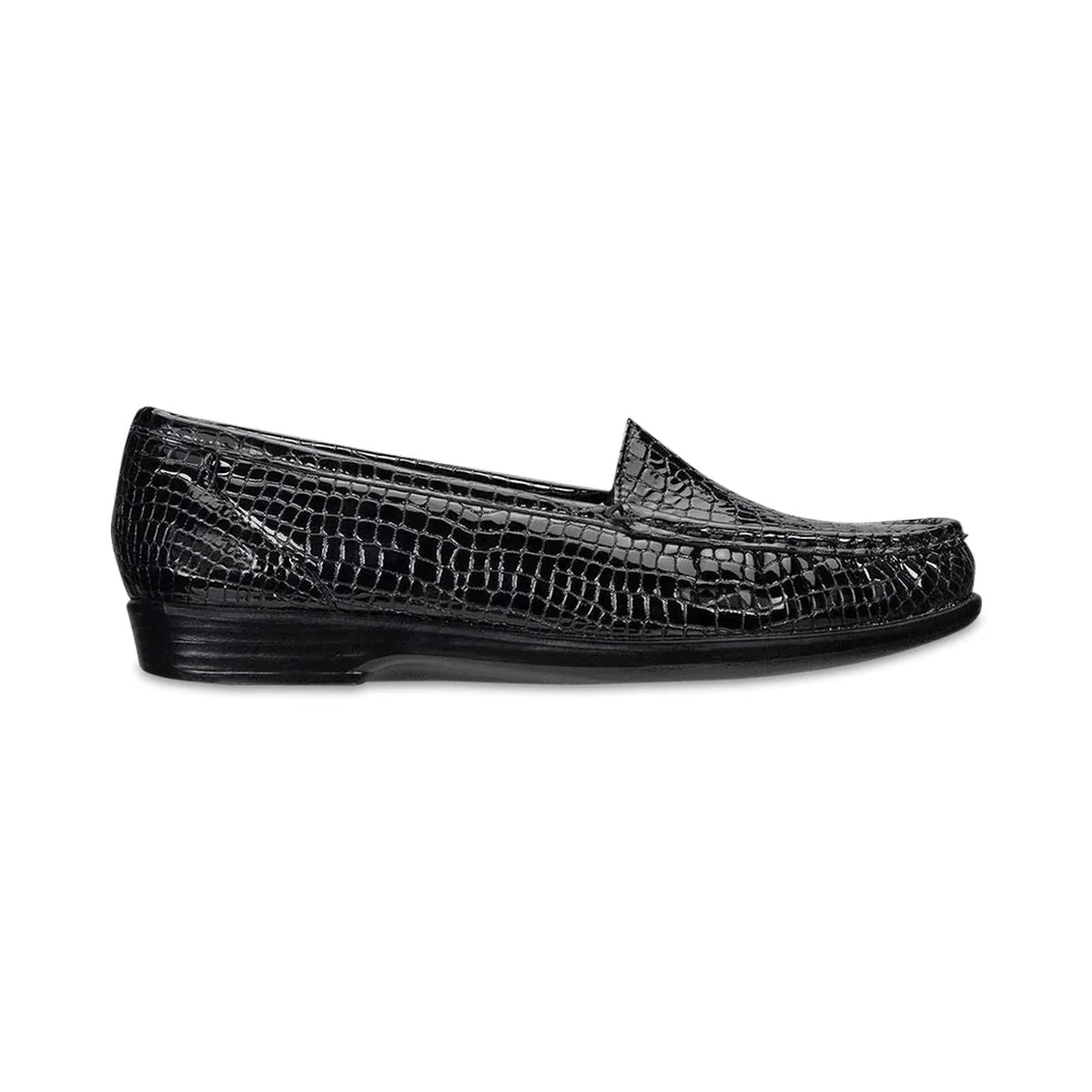 SAS Simplify Women's Slip On Loafer In Black Crocodile - Image 3