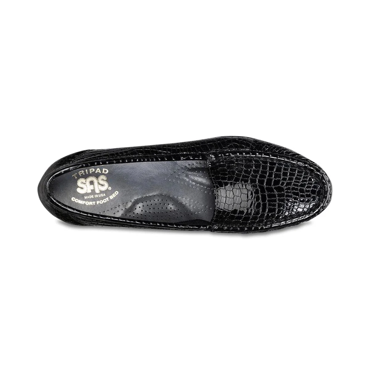 SAS Simplify Women's Slip On Loafer In Black Crocodile - Image 4