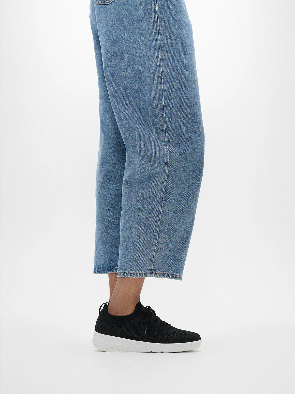 Super-Q Knit Slip-On Slip Resistant Laced Sneakers in Black - Image 6