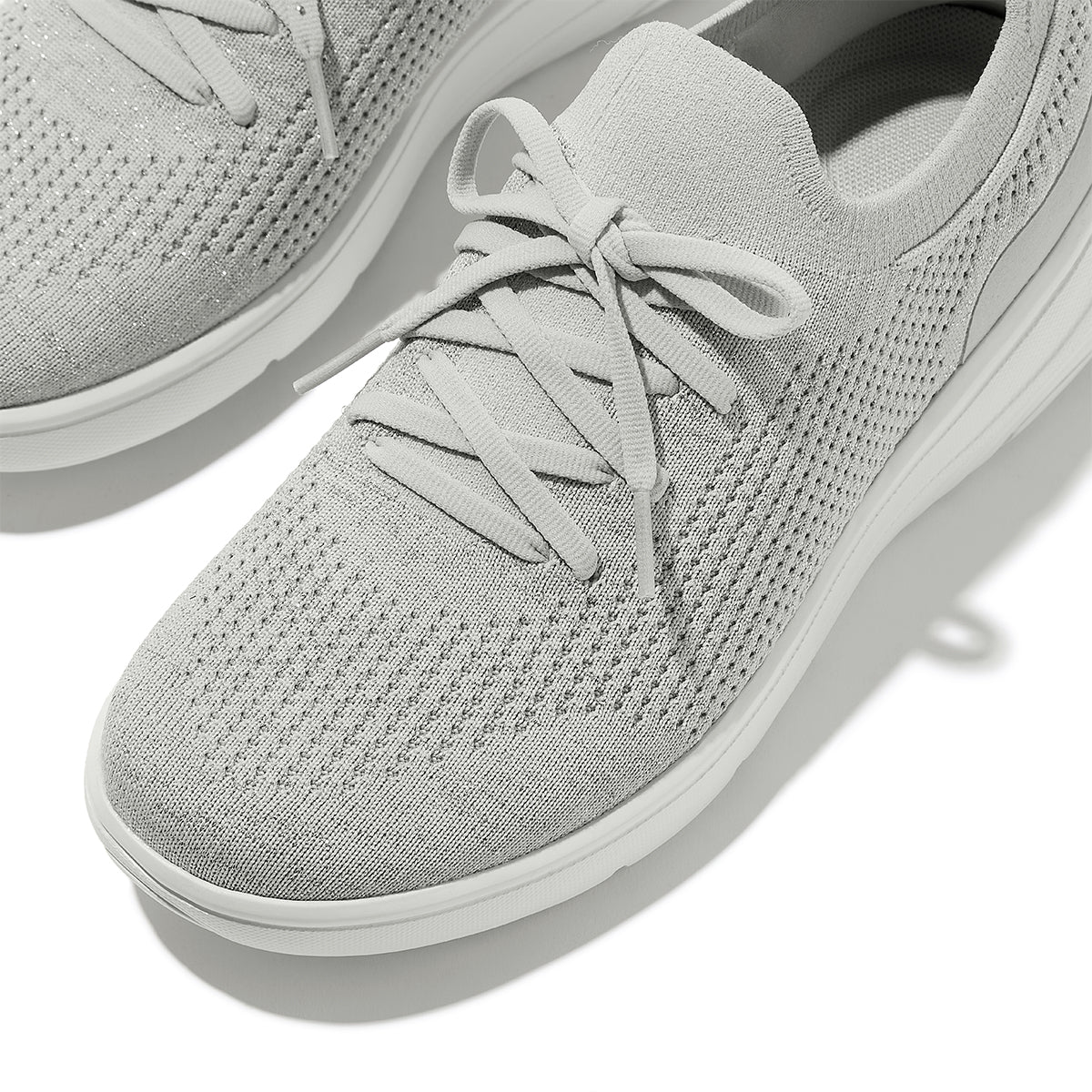 Fit Flop Super-Q Knit Slip-On Laced Sneakers in Grey - Image 3