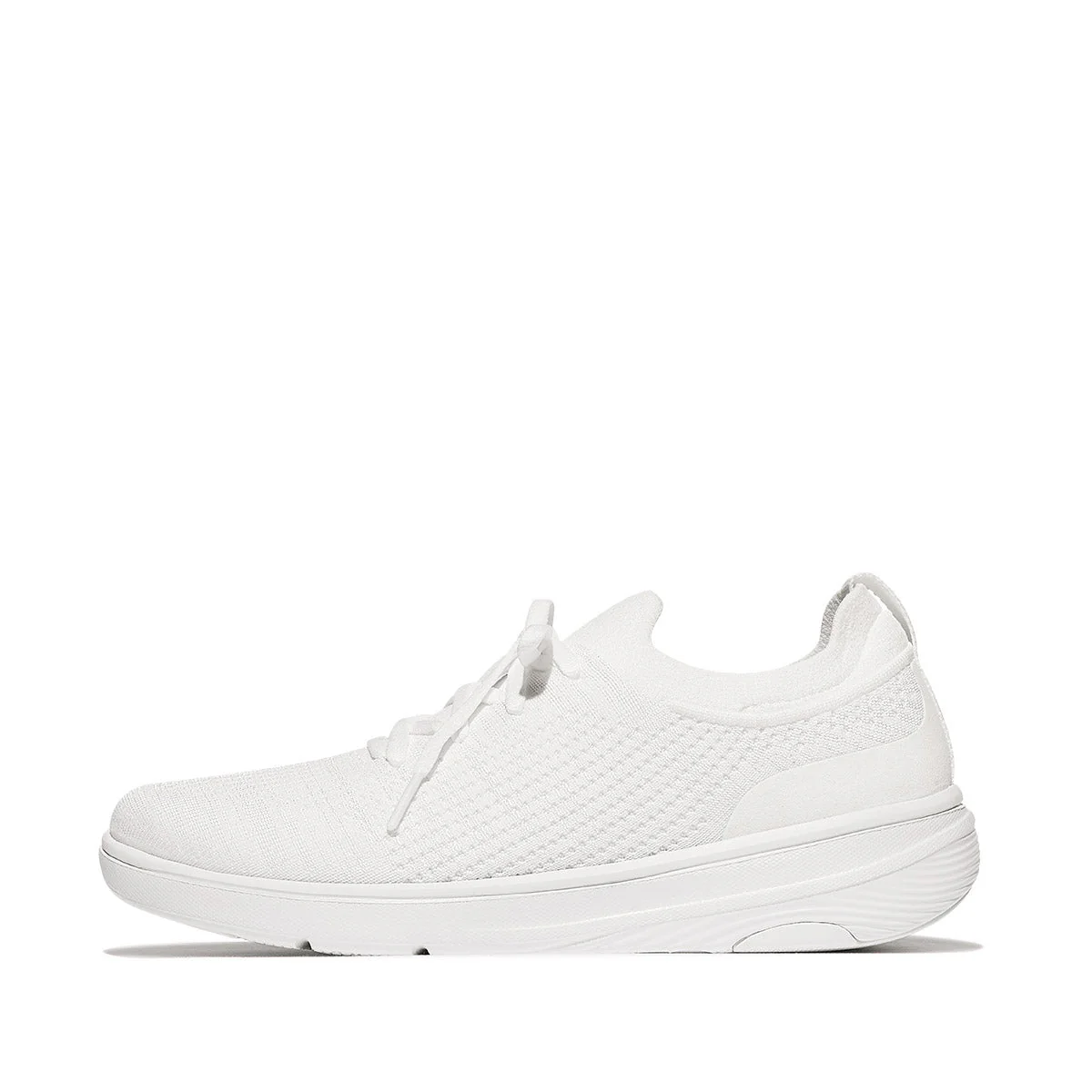 Super-Q Knit Slip-On Laced Sneakers in White - Image 3