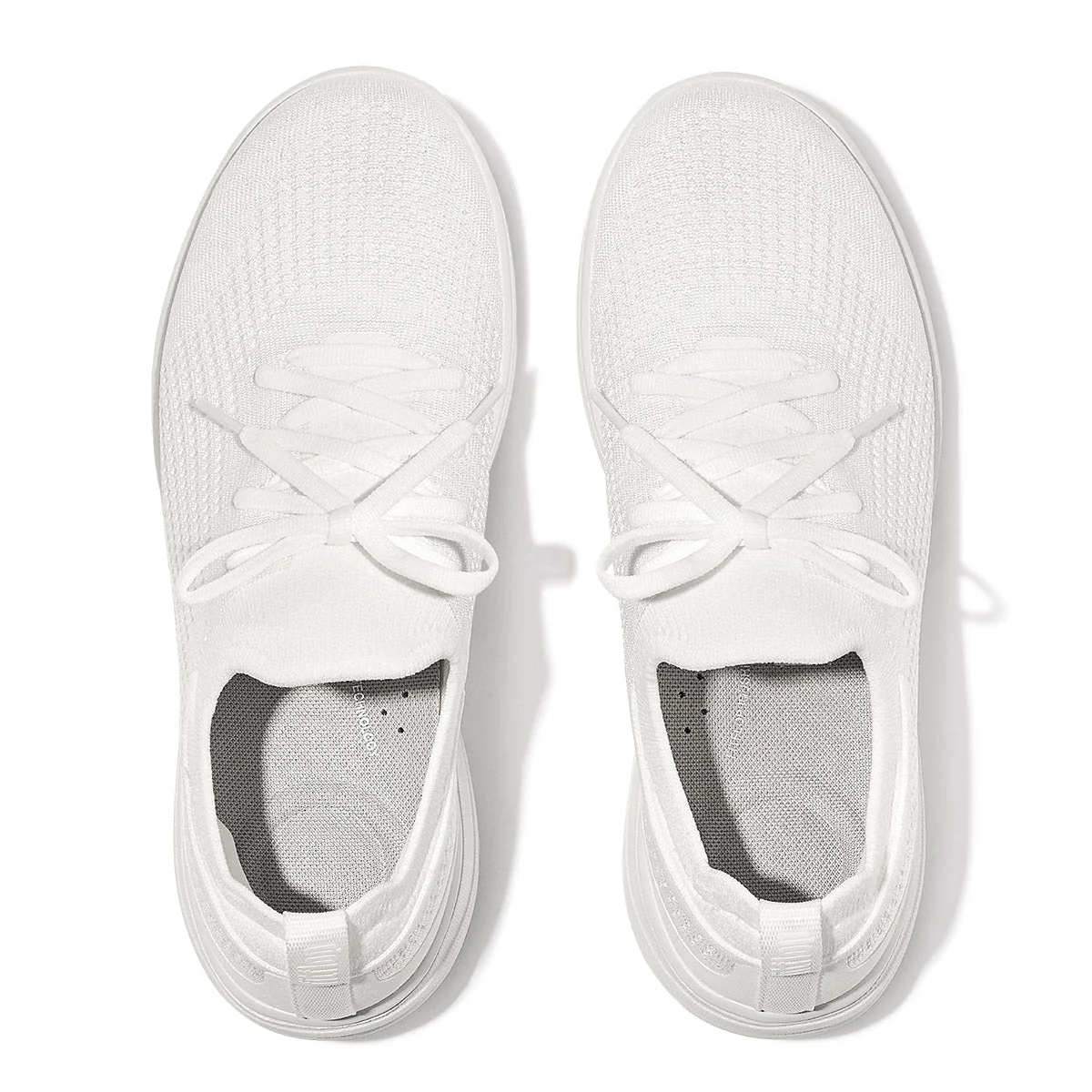 Super-Q Knit Slip-On Laced Sneakers in White - Image 4