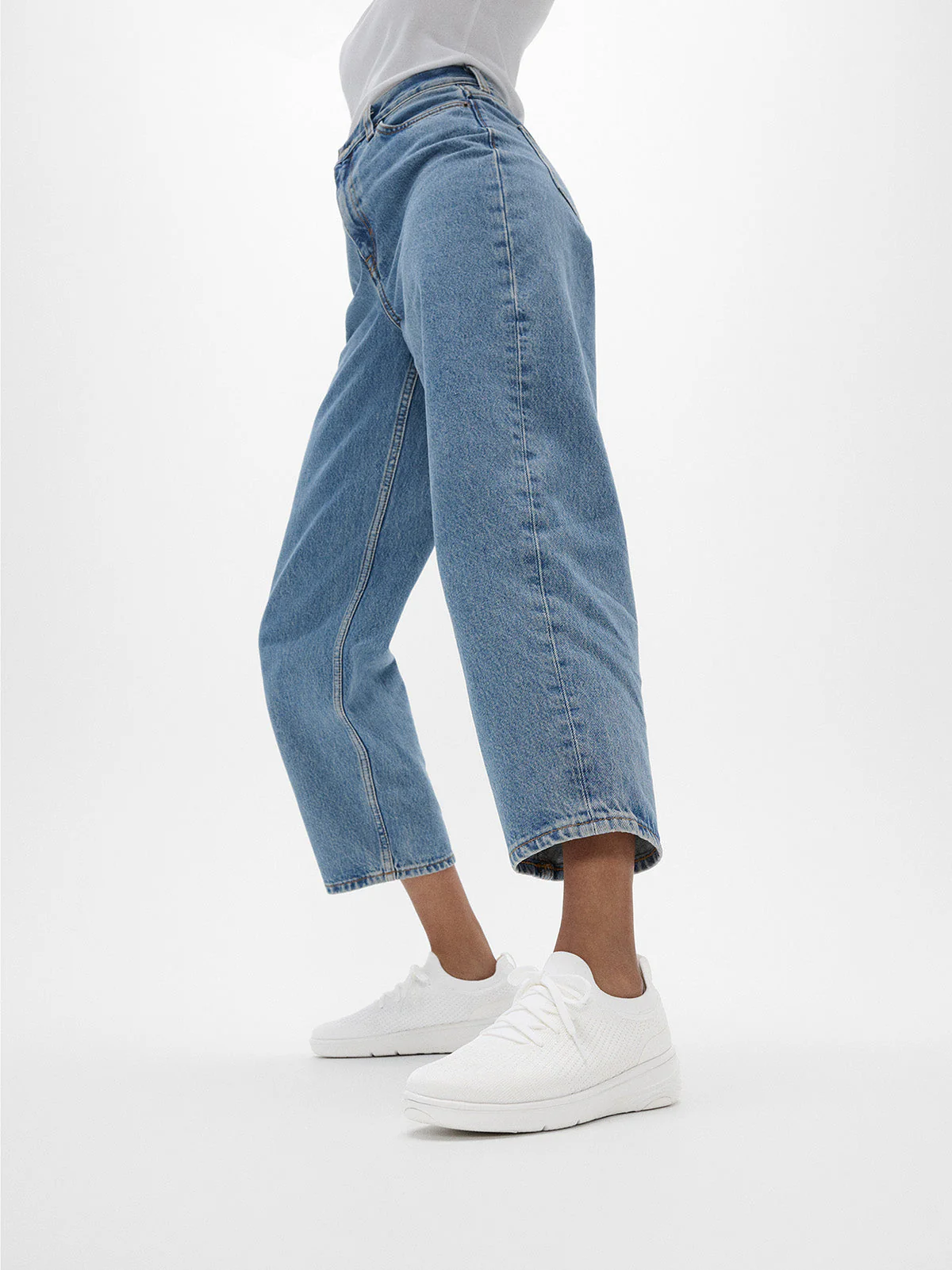 Super-Q Knit Slip-On Laced Sneakers in White - Image 6