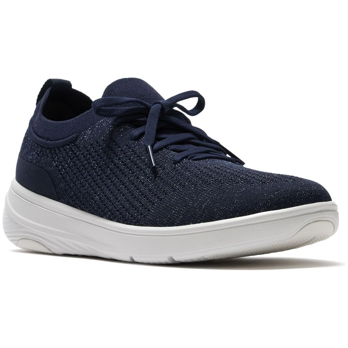 Super-Q Knit Slip-On Slip Resistant Laced Sneakers in Navy