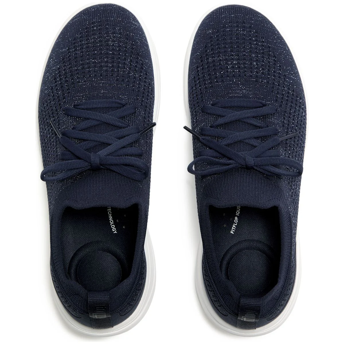 Super-Q Knit Slip-On Slip Resistant Laced Sneakers in Navy - Image 3