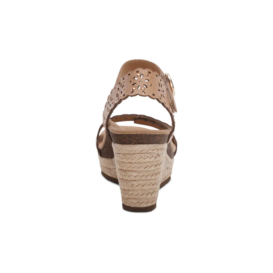 Aetrex Sydney Women's Quarter Strap Espadrille Wedge in Sand - Image 4