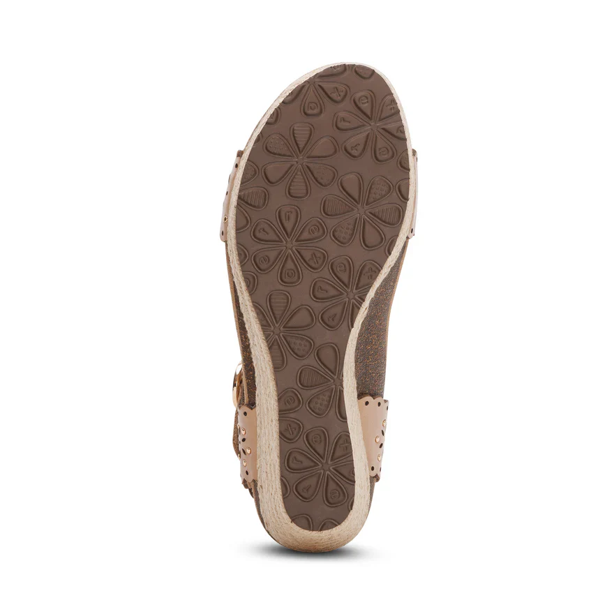 Aetrex Sydney Women's Quarter Strap Espadrille Wedge in Sand - Image 7