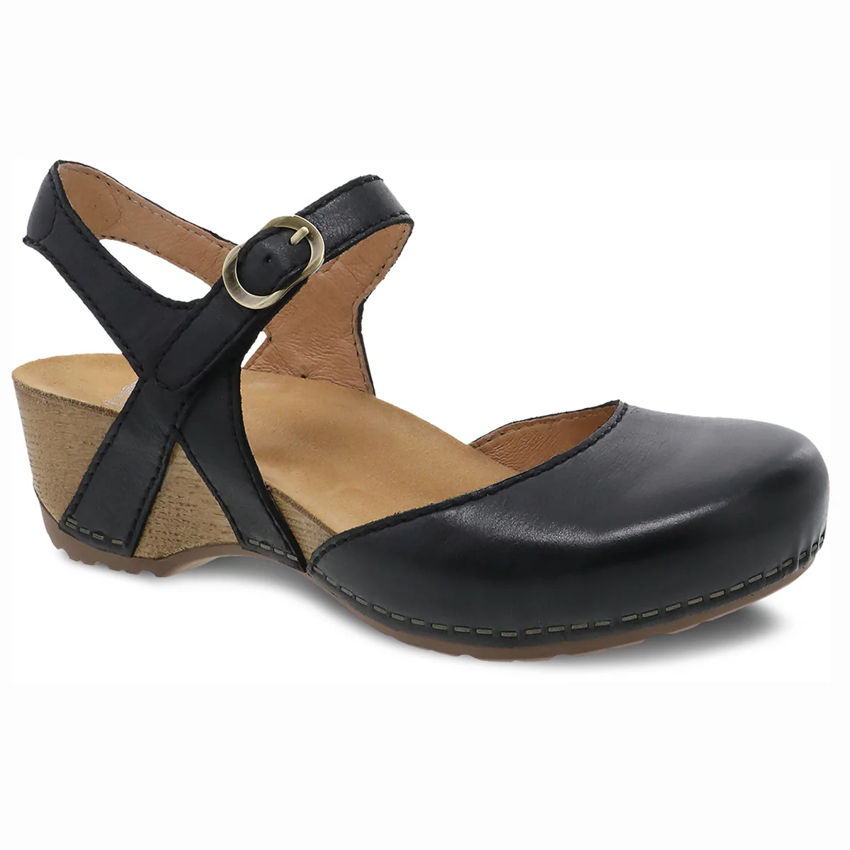 Dansko Tiffani Black Milled Burnished Mary Jane Women's Sandal