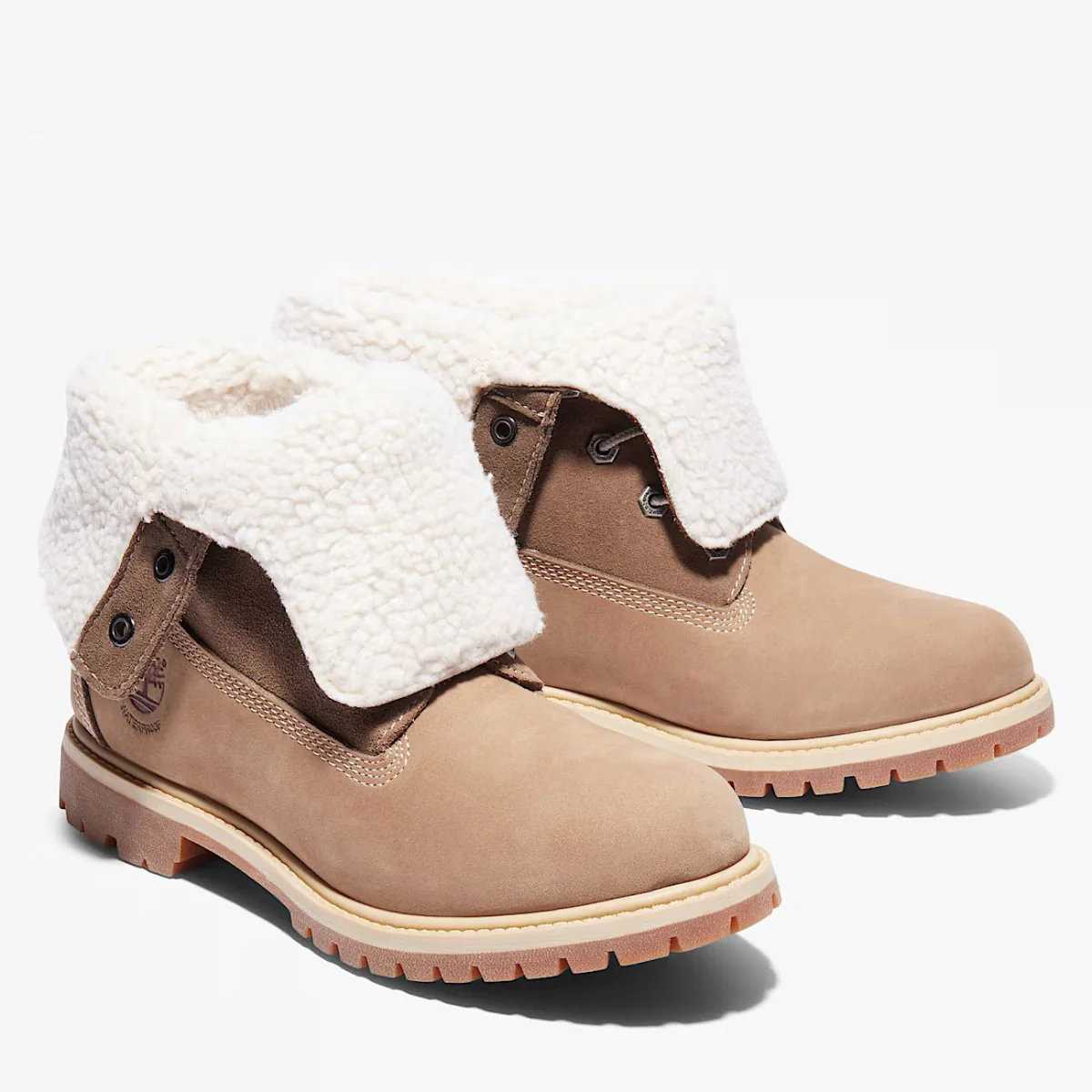Timberland Women's Warm-Lined Waterproof Roll-Top Boot in Light Brown Nubuck - Image 6