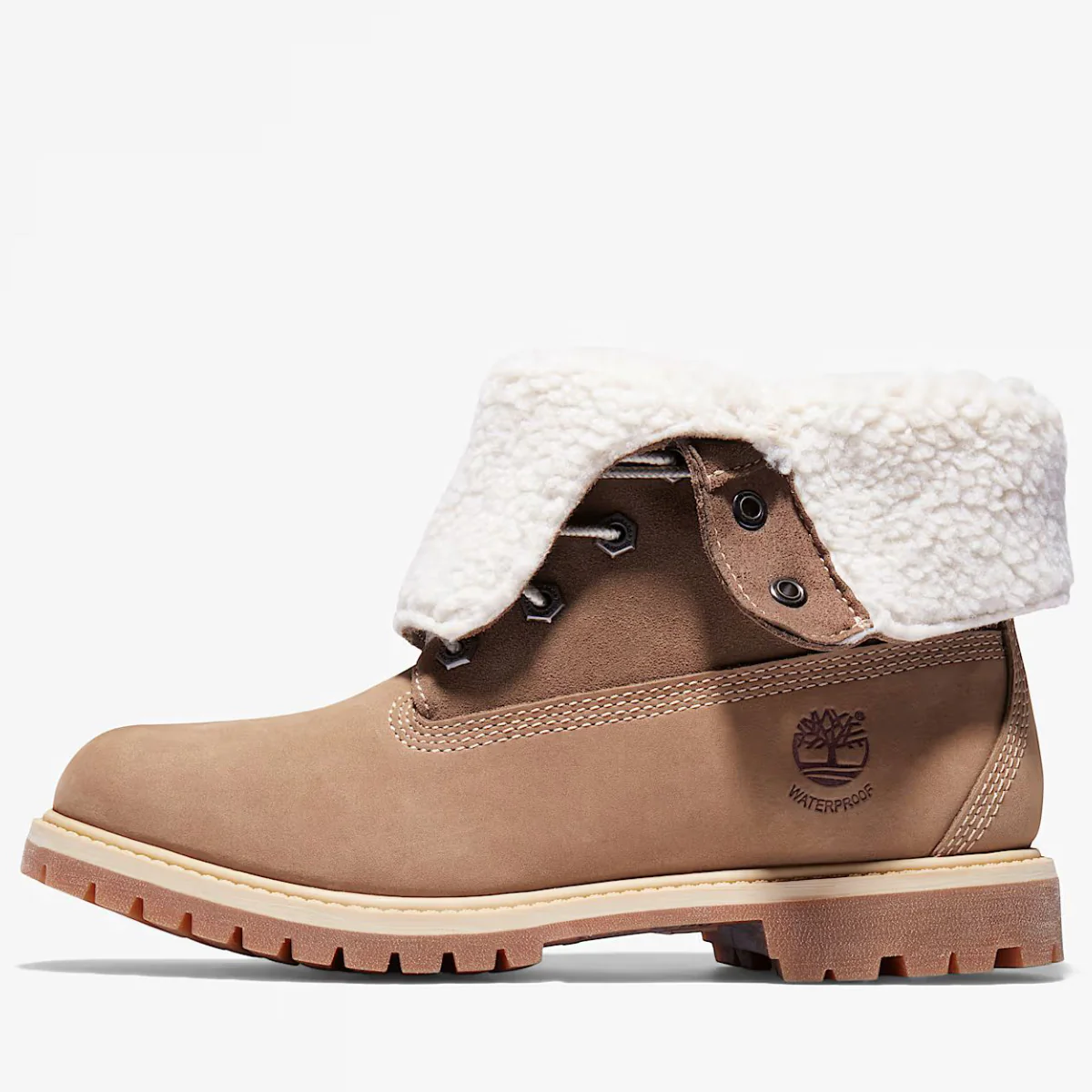 Timberland Women's Warm-Lined Waterproof Roll-Top Boot in Light Brown Nubuck - Image 7