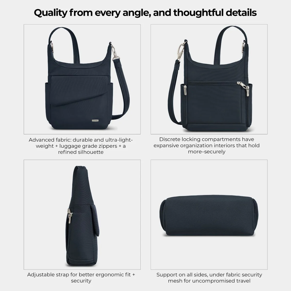 Travelon Women's Anti-Theft Classic Messenger in Midnight - Image 8