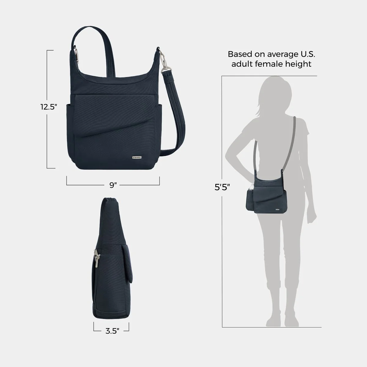 Travelon Women's Anti-Theft Classic Messenger in Midnight - Image 9