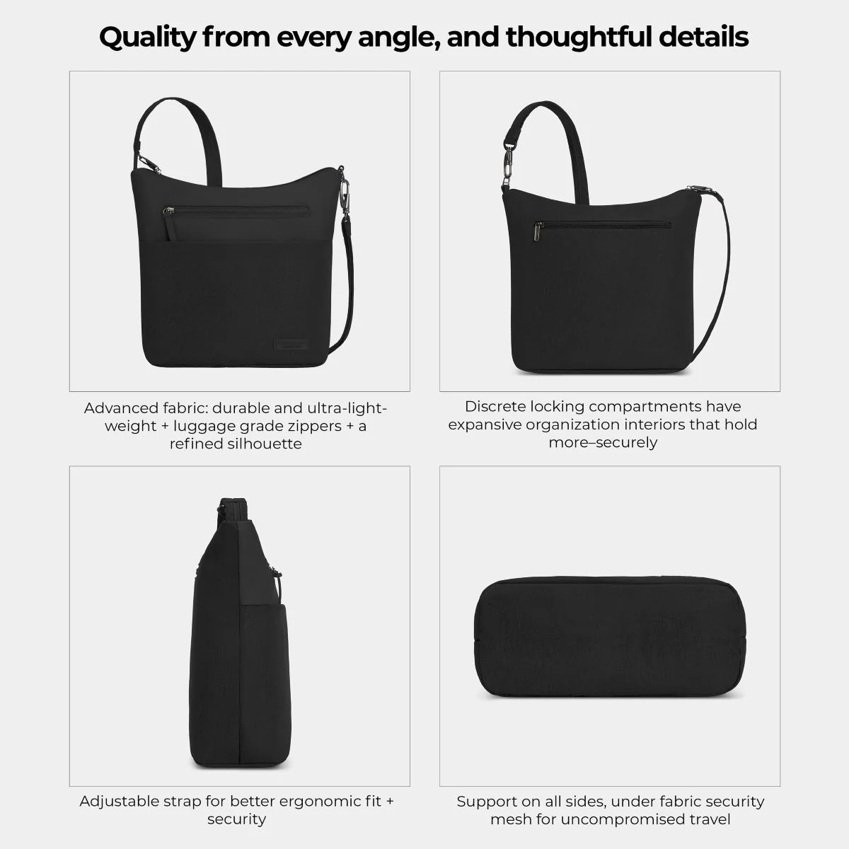 Travelon Unisex Anti-Theft Metro Crossbody in Black - Image 7