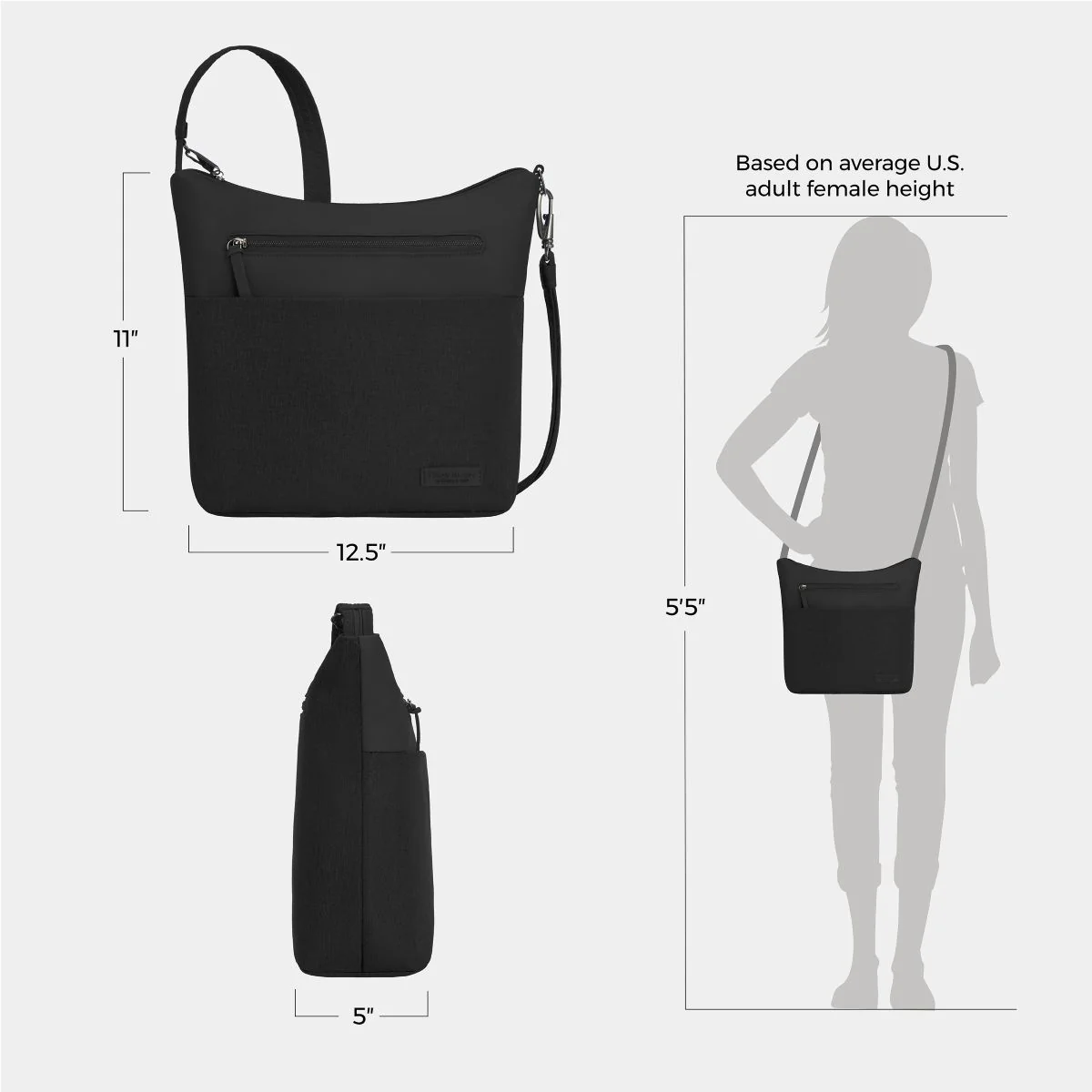 Travelon Unisex Anti-Theft Metro Crossbody in Black - Image 8