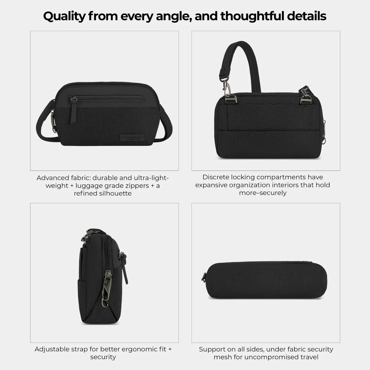 Travelon Women's Anti-Theft Metro Convertible Small Crossbody in Black - Image 7