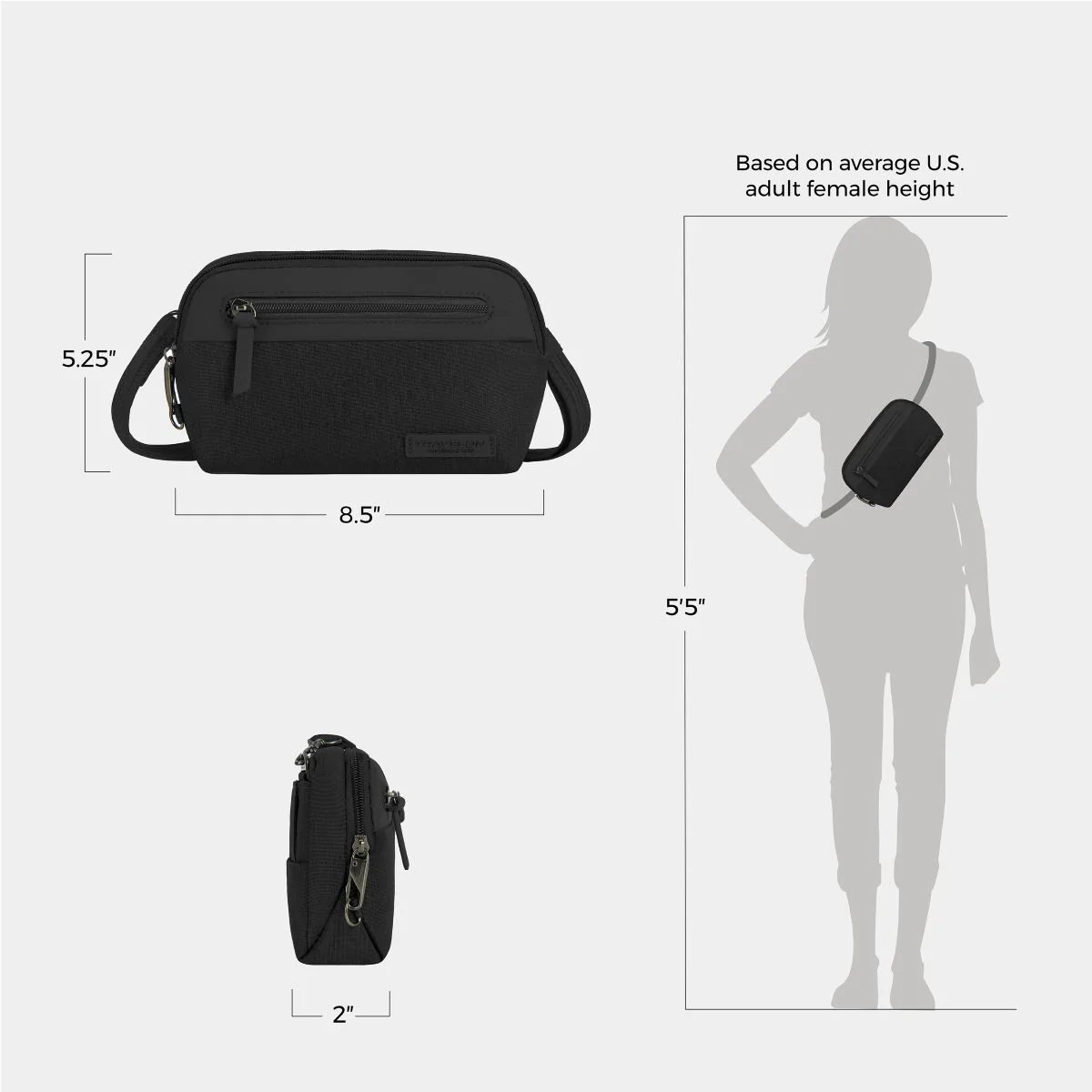 Travelon Women's Anti-Theft Metro Convertible Small Crossbody in Black - Image 8