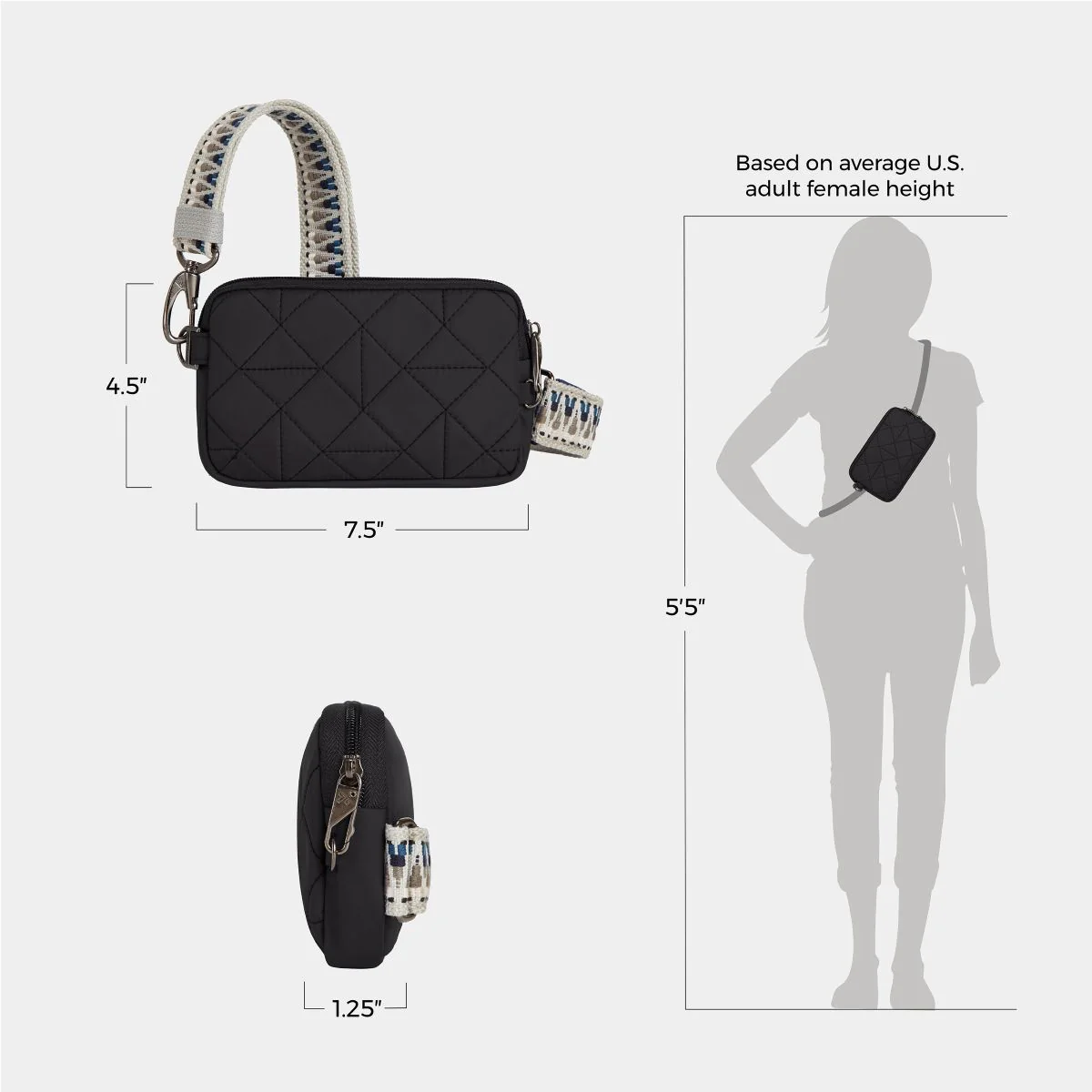 Travelon Women's Anti-Theft Boho Phone Sling in Black - Image 9