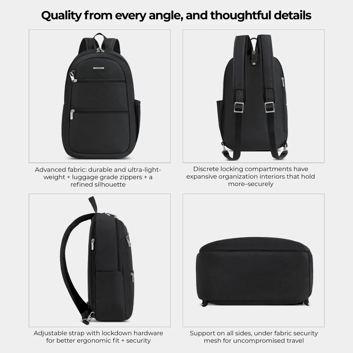 Travelon Unisex Anti-Theft Classic Convertible Sling Backpack in Black - Image 8