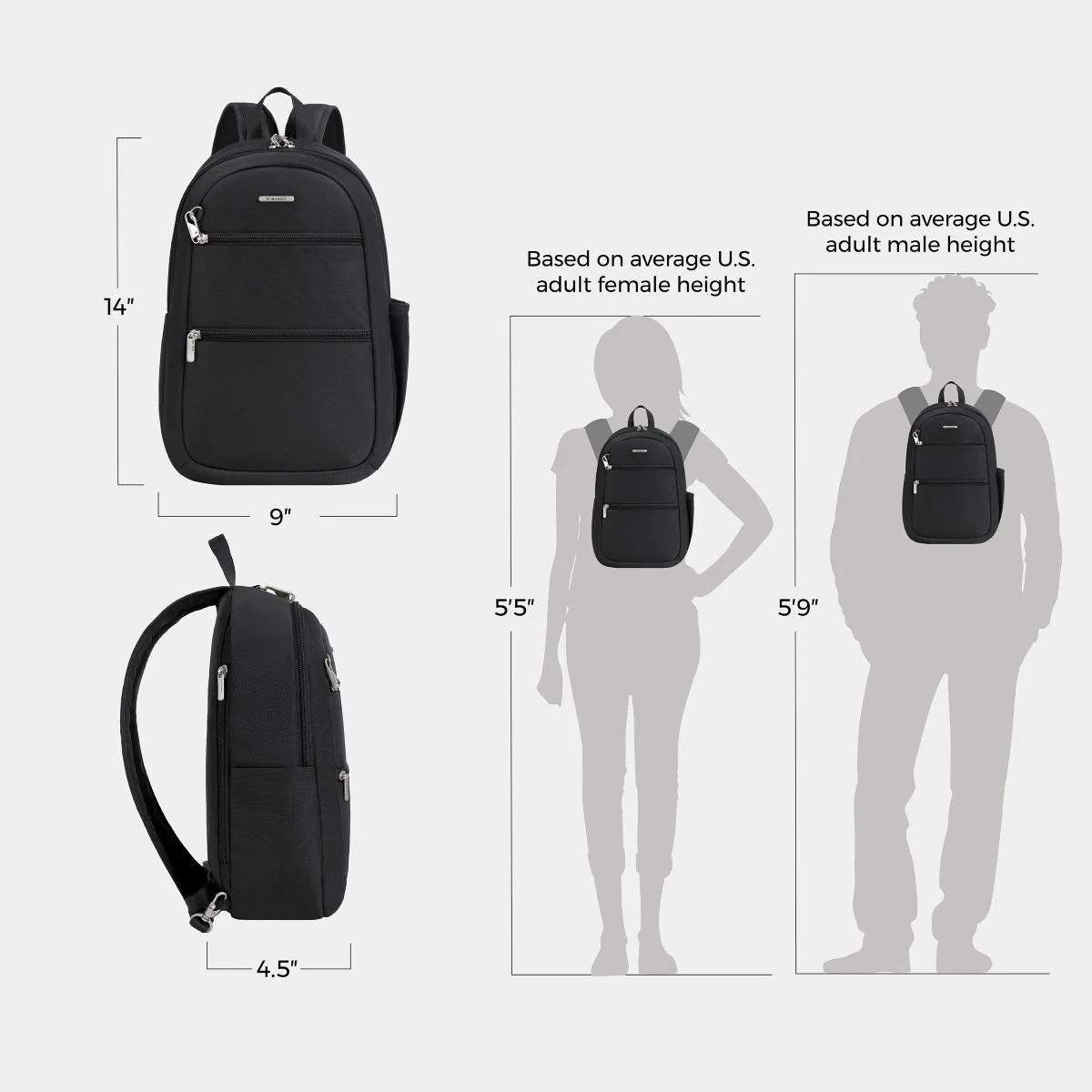 Travelon Unisex Anti-Theft Classic Convertible Sling Backpack in Black - Image 9