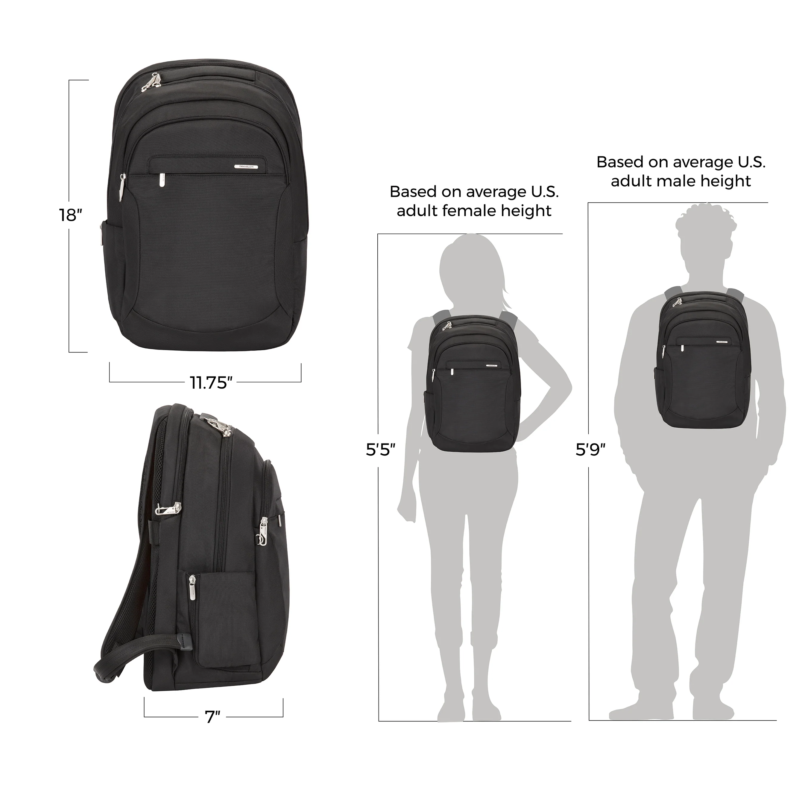 Travelon Anti-Theft Classic Unisex Large Backpack in Black - Image 9
