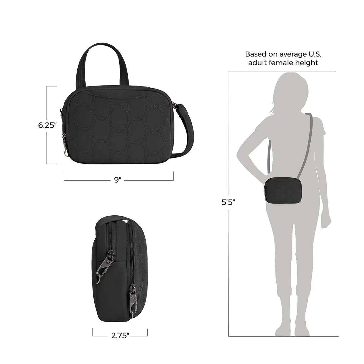Travelon Women's Runways Anti-Theft Double Compartment Crossbody in Black - Image 2