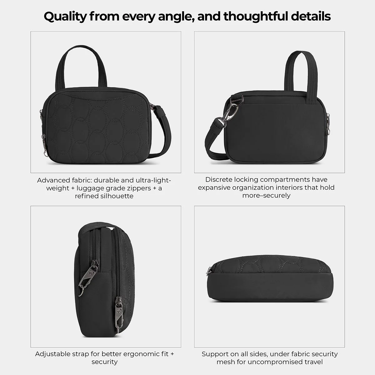 Travelon Women's Runways Anti-Theft Double Compartment Crossbody in Black - Image 5