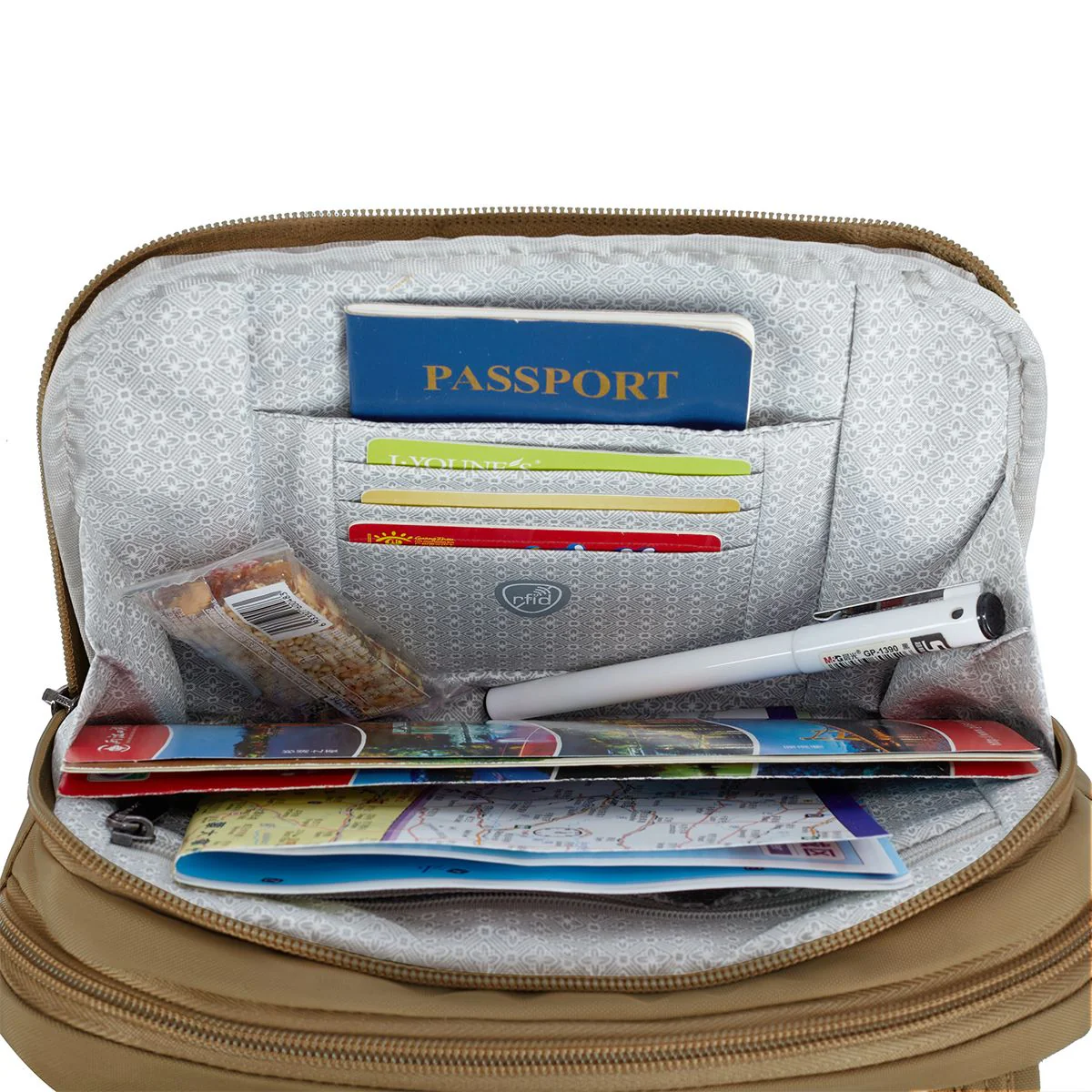 Travelon Women's Runways Anti-Theft Double Compartment Crossbody in Latte - Image 4