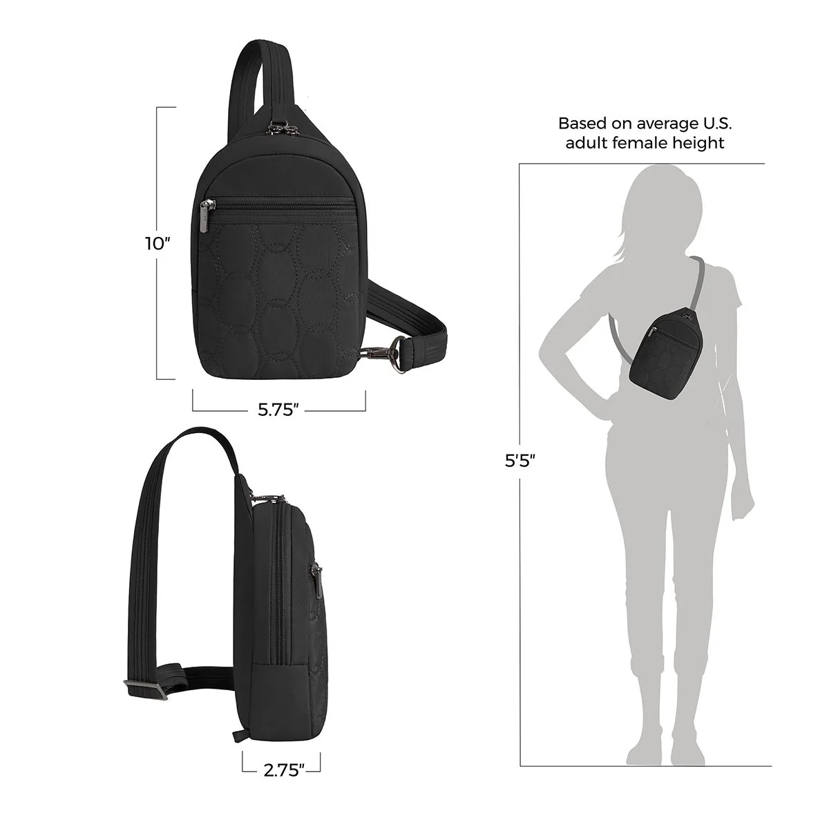 Travelon Women's Runways Anti-Theft Small Sling in Black - Image 2