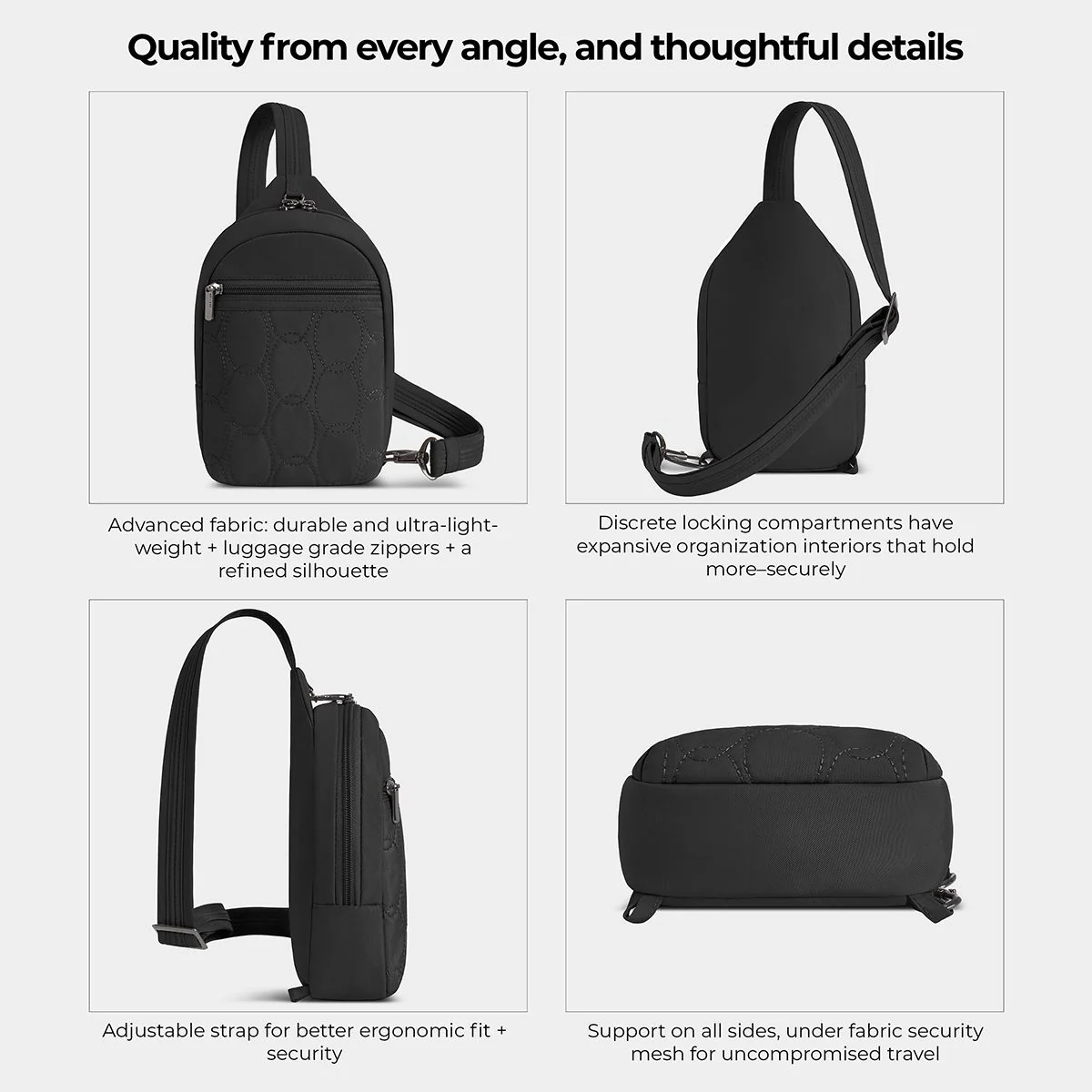 Travelon Women's Runways Anti-Theft Small Sling in Black - Image 7